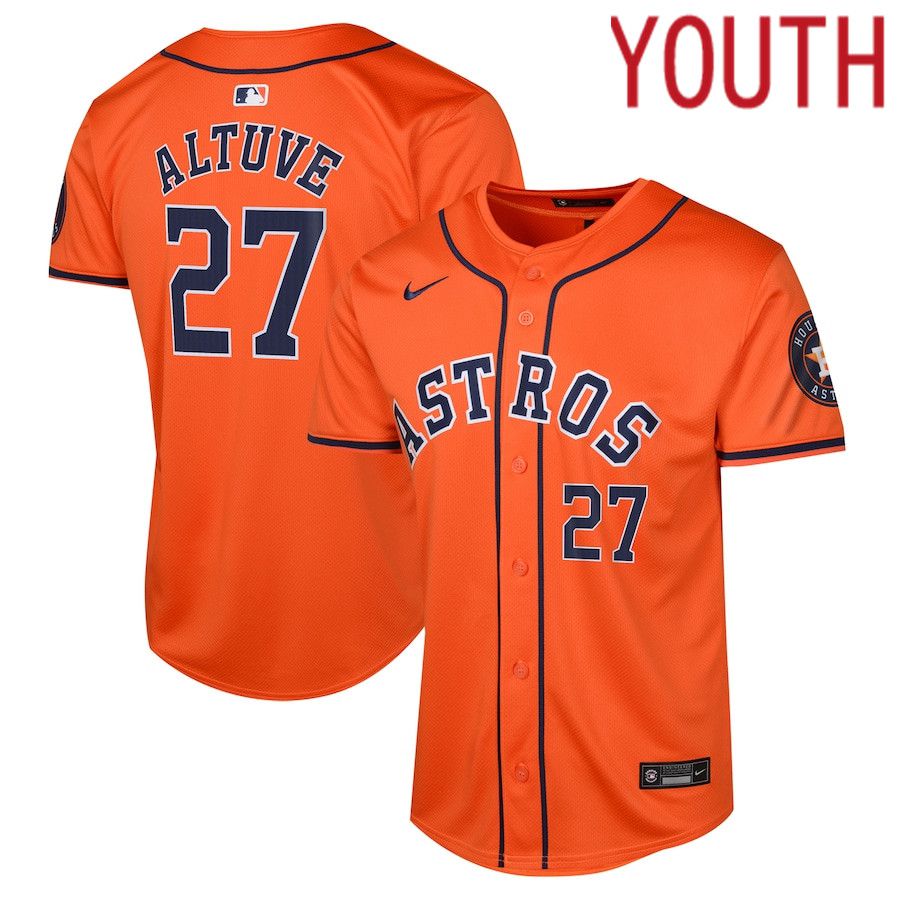 Youth Houston Astros #27 Jose Altuve Nike Orange Alternate Limited Player MLB Jersey